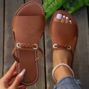 Isabella | Dame Boho Flettet Læder Sandaler