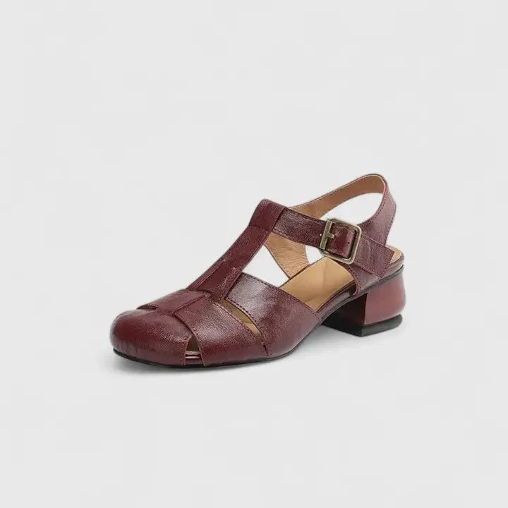 Alma | Dame Elegante Læder Blok-Hæl Sandaler - Billede 4