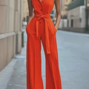 Ella | Dame Ærmeløs Wide-Leg Jumpsuit med Bælte